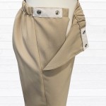 Pantalon adapté polyester beige pour femme à ouvertures aux côtés