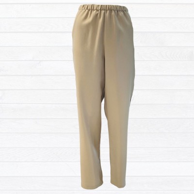 Pantalon adapté polyester beige pour femme à ouvertures aux côtés