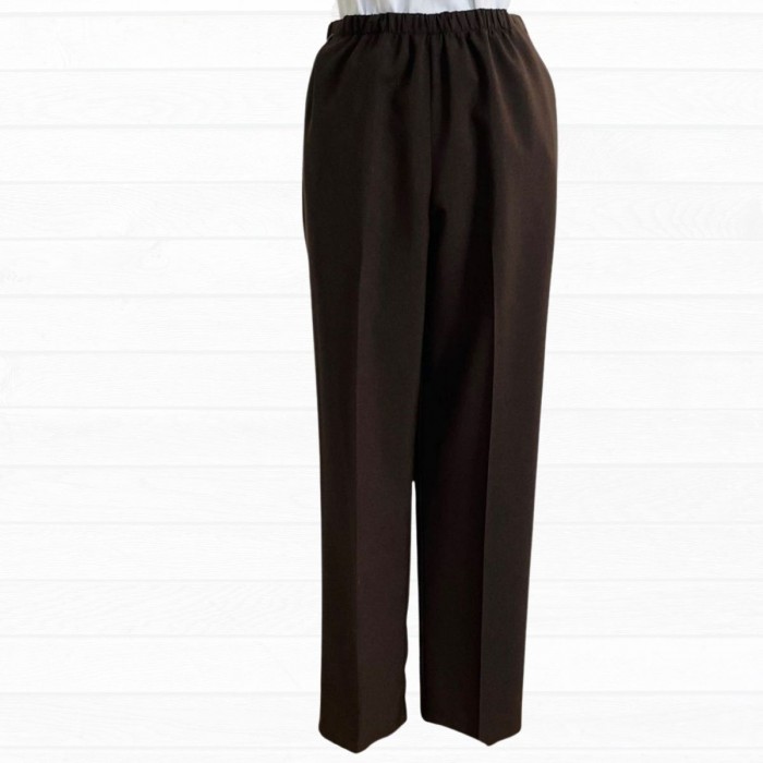 Pantalon adapté polyester brun pour femme à ouvertures aux côtés