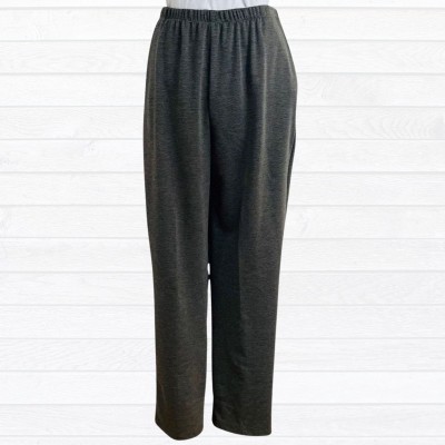 Pantalon adapté tricot de coton gris pour femme à ouvertures aux côtés