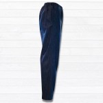 Jeans adapté marine pour homme avec ouvertures aux côtés