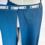 Jupe adaptée aspect lin de couleur bleu denim avec taille élastique à boutons-pression