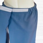 Jupe adaptée aspect lin de couleur bleu denim avec taille élastique à velcro et poche au devant