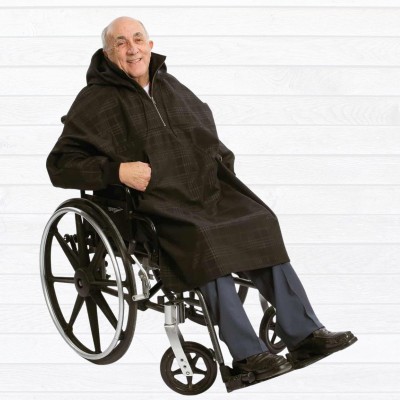 Cape | Manteau pour fauteuil roulant mi-saison noir à carreaux