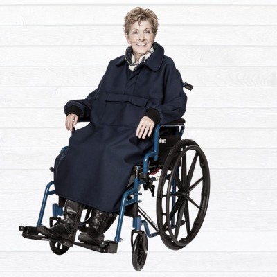Cape | Manteau hiver noir pour fauteuil roulant avec manches longues